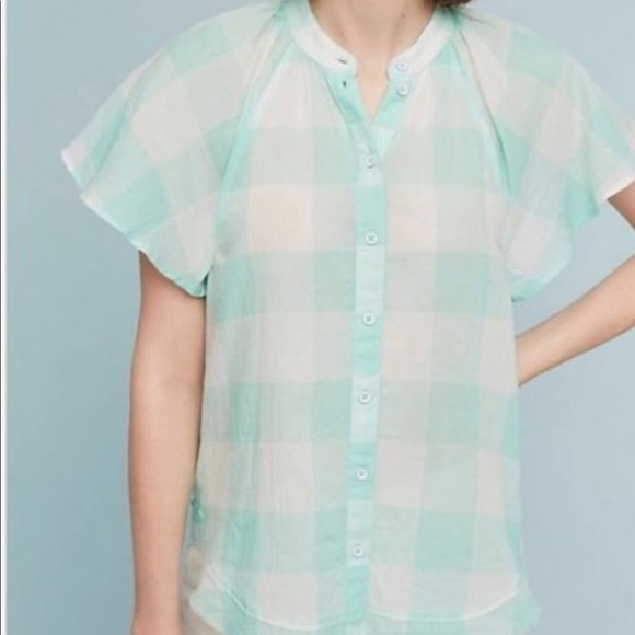 Maeve Mint Green Plaid Button Down Shirt - Picture 1 of 4